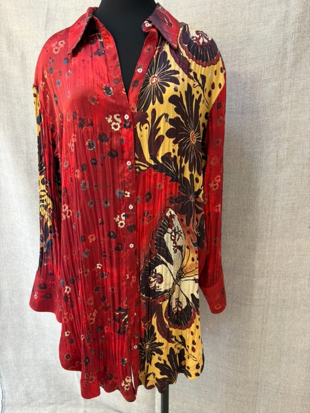 Free People Off The Vine Button Down, Ruby Butterfly Combo L - Picture 4 of 11